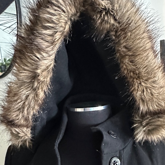 Esprit Women's Black Fur-Trimmed Hooded Coat - medium - Picture 7 of 16